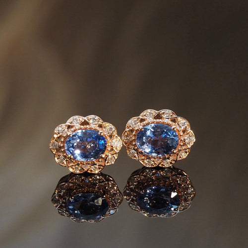Blue Sapphire Floral Earrings