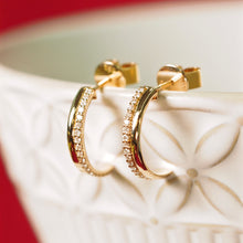 Load image into Gallery viewer, Golden Diamond Side by Side Earrings