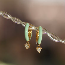 Load image into Gallery viewer, Baby Green Enamel Hoop Earrings