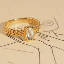 Load image into Gallery viewer, The Aquamarine Gold Chain Ring
