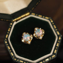 Load image into Gallery viewer, Opal and Diamond Floral Earrings