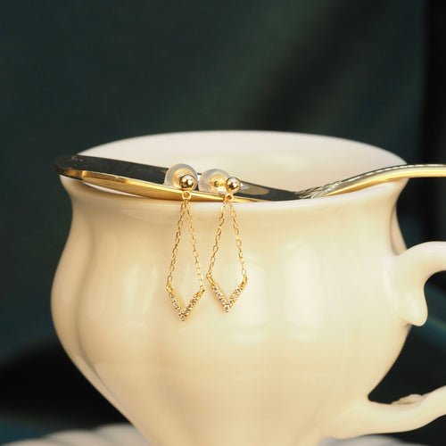 Dangling Diamond V Earrings