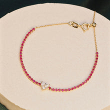 Load image into Gallery viewer, Diamond Heart Ruby Band bracelet