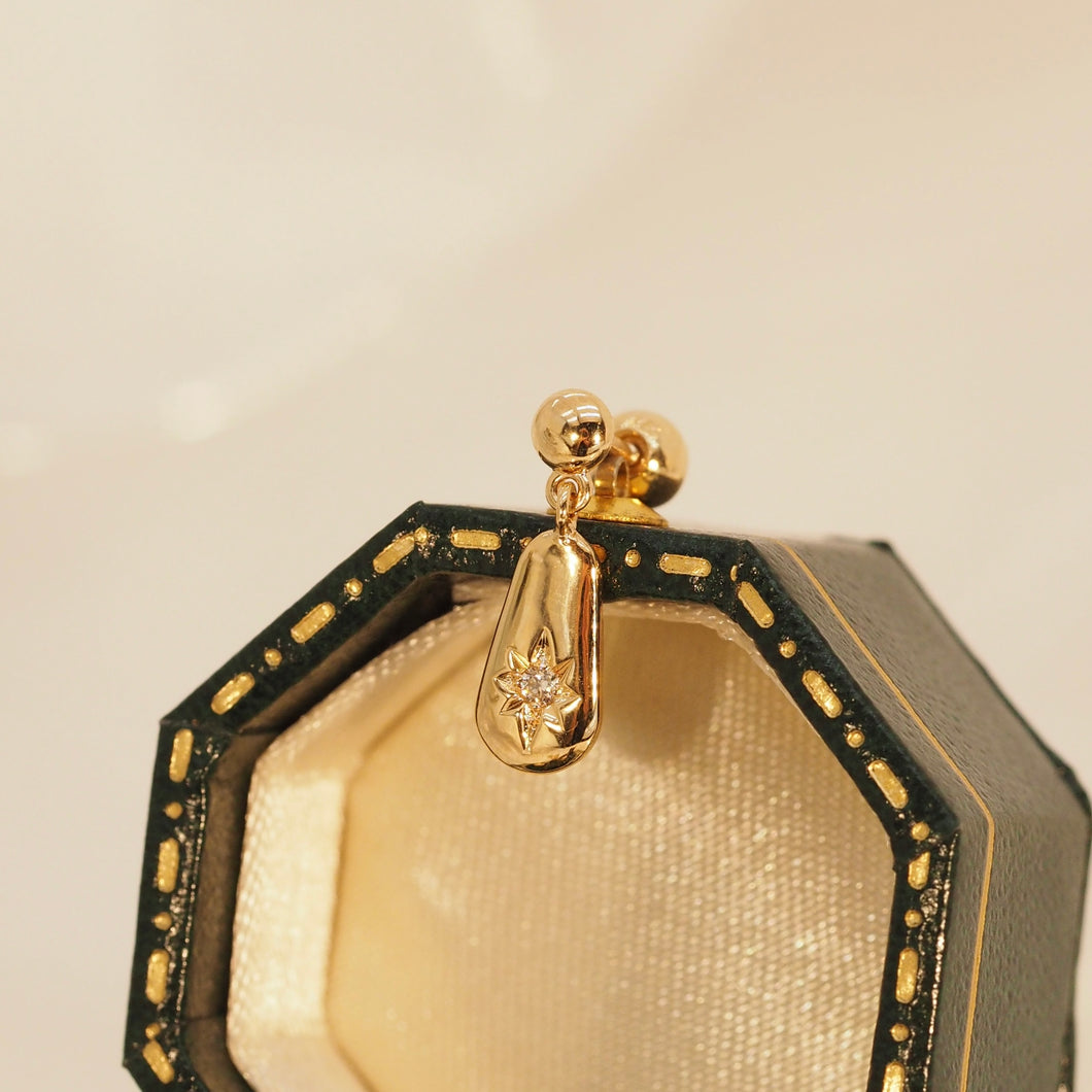 Diamond Starry Sheild Barbell Stud Earring