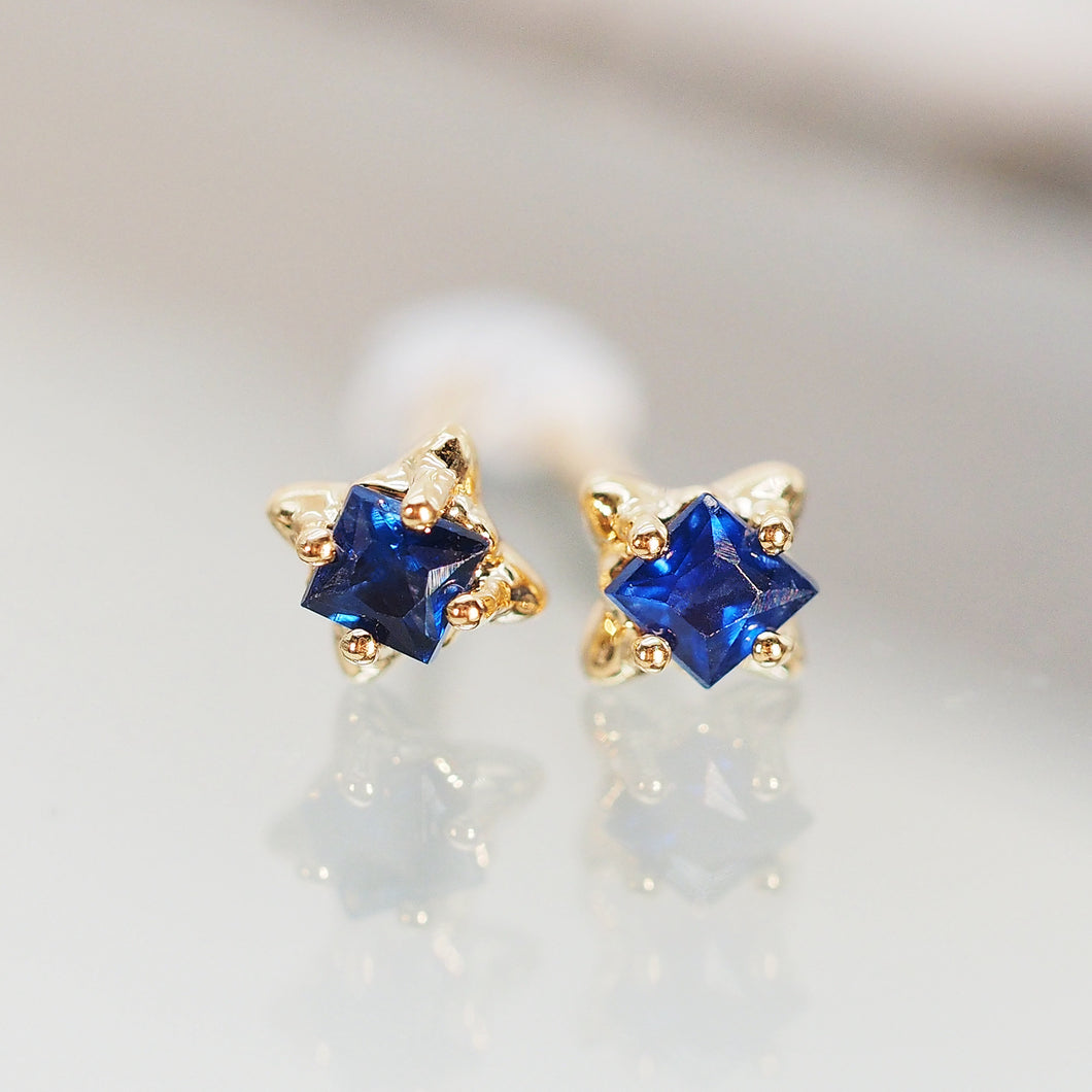Blue Sapphire Starry Stud Earrings