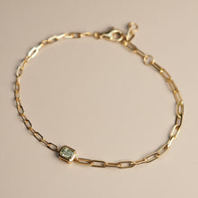 Load image into Gallery viewer, Bezel Green Sapphire Link Chain Bracelet