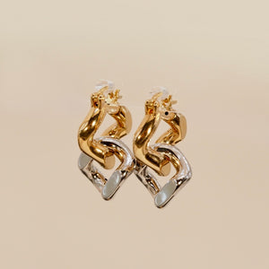 The Dual Gold Link Chain Hoop Earrings