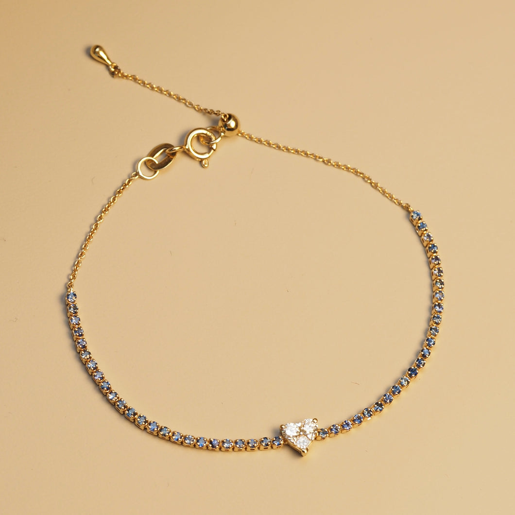 Diamond Heart Blue Sapphire Band bracelet