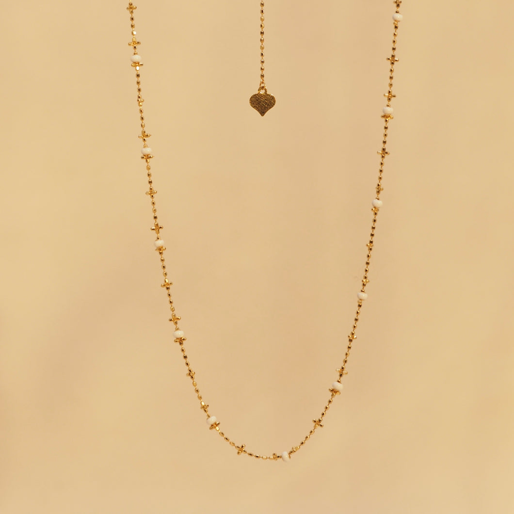 White Enamel Gold Chain