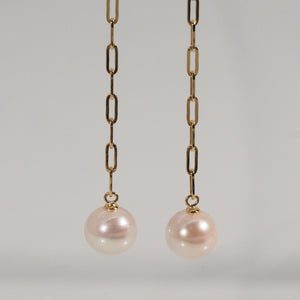 The Link Chain Dangling Akoya Pearl Earrings