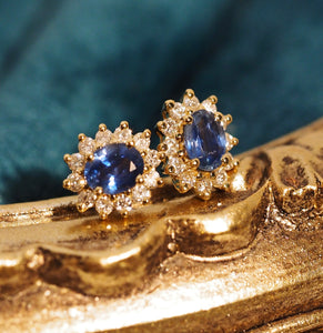 Blue Sapphire Hana Diamond Earrings