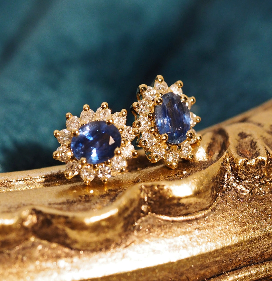 Blue Sapphire Hana Diamond Earrings