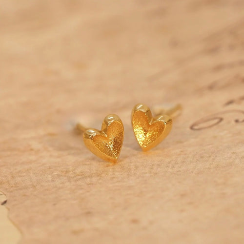 Golden Sweet Heart Stud Earrings