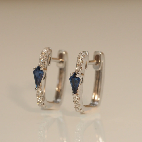 Blue Sapphire Kite Hoop Earrings