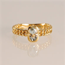 Load image into Gallery viewer, The Aquamarine Gold Chain Ring