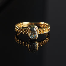 Load image into Gallery viewer, The Aquamarine Gold Chain Ring