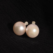 Load image into Gallery viewer, Akoya Pearl Earrings with Diamonds