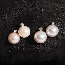 Load image into Gallery viewer, Akoya Pearl Earrings with Diamonds
