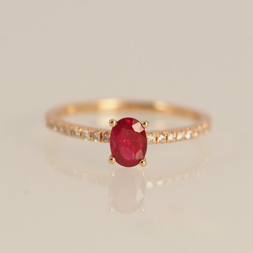 Ruby Oval Diamond Band Ring
