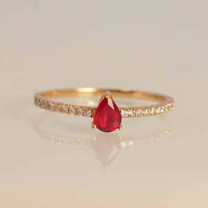 Ruby Pear Diamond Band Ring
