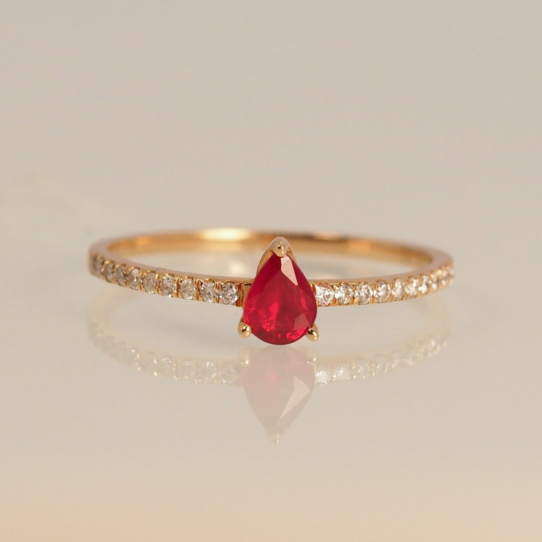 Ruby Pear Diamond Band Ring