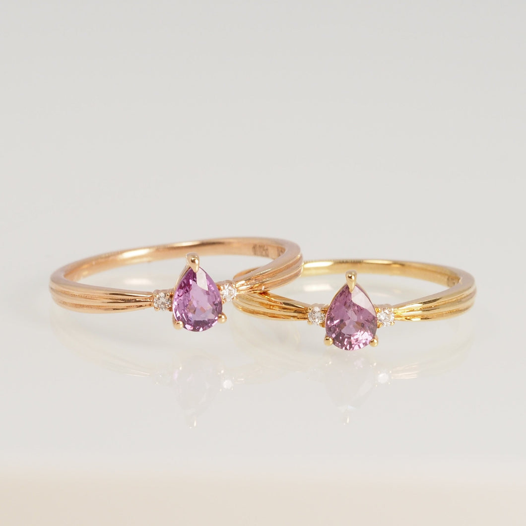Purple Sapphire Pear Ring