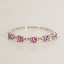 Load image into Gallery viewer, Pink Sapphire Square Diamond Ring
