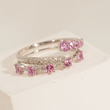 Load image into Gallery viewer, Pink Sapphire Square Diamond Ring