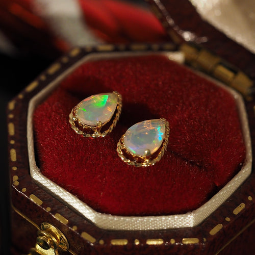 The Opal Pear and Akoyal Pearl Stud Earrings