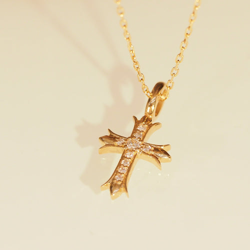 Mini Diamond Spreading Cross Necklace