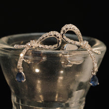 Load image into Gallery viewer, Blue Sapphire Pear Ribbon Earrings