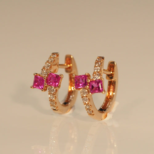 Pink Sapphire Swirl Hoop Earrings